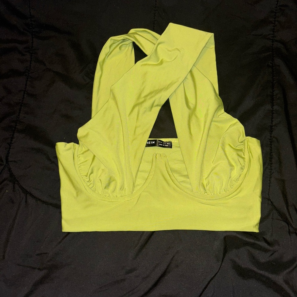 SHEIN Green Crop Top with Racerback Design